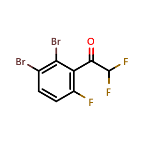 Chemical structure of 1-(2,3-Dibromo-6-fluorophenyl)-2,2-difluoroethanone , CAS 2807446-68-8, AChemBlock X174376