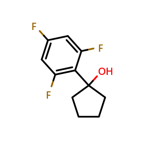 Chemical structure of 1-(2,4,6-trifluorophenyl)cyclopentanol , CAS 1512450-66-6, AChemBlock X174392