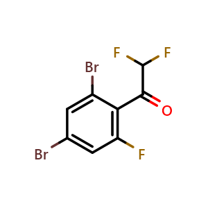 Chemical structure of 1-(2,4-Dibromo-6-fluorophenyl)-2,2-difluoroethanone , CAS 2092680-89-0, AChemBlock X174394