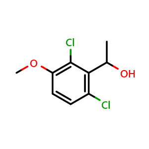 Chemical structure of 1-(2,6-Dichloro-3-methoxyphenyl)ethanol , CAS 157487-24-6, AChemBlock X174413