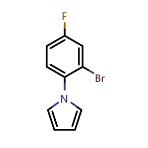 Chemical structure of 1-(2-Bromo-4-fluorophenyl)-1H-pyrrole , CAS 383137-41-5, AChemBlock X174441
