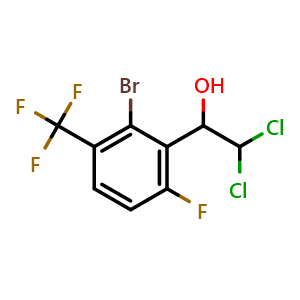 Chemical structure of 1-(2-Bromo-6-fluoro-3-(trifluoromethyl)phenyl)-2,2-dichloroethanol , CAS 2764729-24-8, AChemBlock X174444