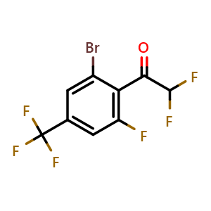 Chemical structure of 1-(2-Bromo-6-fluoro-4-(trifluoromethyl)phenyl)-2,2-difluoroethanone , CAS 2807449-73-4, AChemBlock X174448