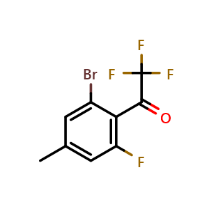 Chemical structure of 1-(2-Bromo-6-fluoro-4-methylphenyl)-2,2,2-trifluoroethanone , CAS 2807446-48-4, AChemBlock X174449