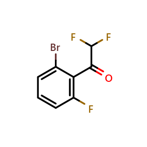 Chemical structure of 1-(2-Bromo-6-fluorophenyl)-2,2-difluoroethanone , CAS 2090411-15-5, AChemBlock X174452