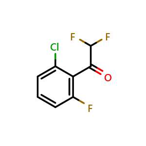 Chemical structure of 1-(2-Chloro-6-fluorophenyl)-2,2-difluoroethanone , CAS 1865063-89-3, AChemBlock X174464