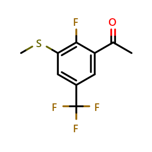 Chemical structure of 1-(2-Fluoro-3-(methylthio)-5-(trifluoromethyl)phenyl)ethanone , CAS 2734779-41-8, AChemBlock X174467