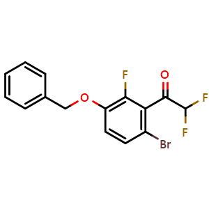 Chemical structure of 1-(3-(Benzyloxy)-6-bromo-2-fluorophenyl)-2,2-difluoroethanone , CAS 2807448-85-5, AChemBlock X174490