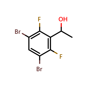 Chemical structure of 1-(3,5-dibromo-2,6-difluorophenyl)ethanol , CAS 2764729-10-2, AChemBlock X174504