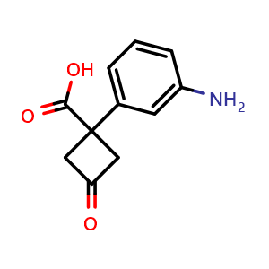 Chemical structure of 1-(3-Aminophenyl)-3-oxocyclobutane-1-carboxylic acid , CAS 1698413-24-9, AChemBlock X174526