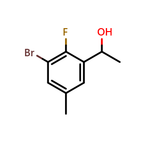 Chemical structure of 1-(3-Bromo-2-fluoro-5-methylphenyl)ethanol , CAS 1780677-73-7, AChemBlock X174533