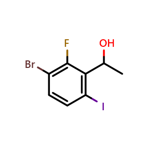 Chemical structure of 1-(3-Bromo-2-fluoro-6-iodophenyl)ethanol , CAS 1935332-86-7, AChemBlock X174534