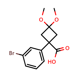 1-(3-bromophenyl)-3,3-dimethoxycyclobutane-1-carboxylic acid