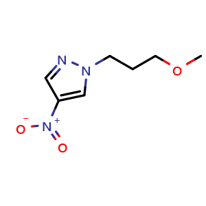 Chemical structure of 1-(3-Methoxypropyl)-4-nitropyrazole , CAS 1240572-44-4, AChemBlock X174585