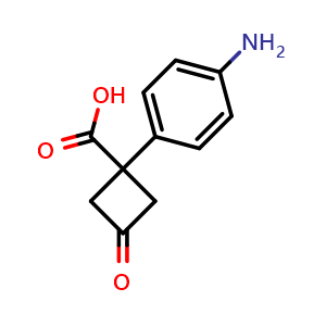 Chemical structure of 1-(4-Aminophenyl)-3-oxocyclobutane-1-carboxylic acid , CAS 1691747-12-2, AChemBlock X174595