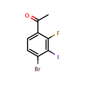 Chemical structure of 1-(4-Bromo-2-fluoro-3-iodophenyl)ethanone , CAS 2383369-73-9, AChemBlock X174603