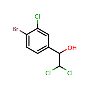 Chemical structure of 1-(4-Bromo-3-chlorophenyl)-2,2-dichloroethanol , CAS 2734777-73-0, AChemBlock X174610