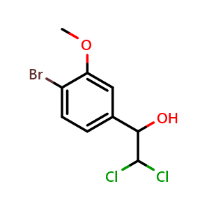 Chemical structure of 1-(4-Bromo-3-methoxyphenyl)-2,2-dichloroethanol , CAS 2734774-73-1, AChemBlock X174612