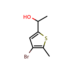 Chemical structure of 1-(4-Bromo-5-methylthiophen-2-yl)ethanol , CAS 1600622-74-9, AChemBlock X174614