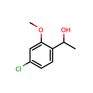 Chemical structure of 1-(4-Chloro-2-methoxyphenyl)ethanol , CAS 1593370-55-8, AChemBlock X174639