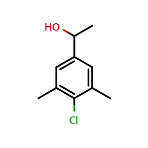 Chemical structure of 1-(4-Chloro-3,5-dimethylphenyl)ethanol , CAS 1314972-32-1, AChemBlock X174642