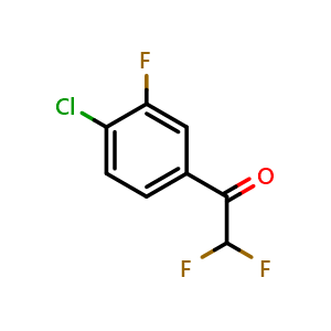 Chemical structure of 1-(4-Chloro-3-fluorophenyl)-2,2-difluoroethanone , CAS 1352217-65-2, AChemBlock X174646