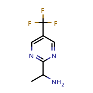 Chemical structure of 1-(5-(trifluoromethyl)pyrimidin-2-yl)ethanamine , CAS 1260670-90-3, AChemBlock X174676