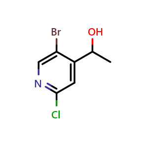 Chemical structure of 1-(5-Bromo-2-chloropyridin-4-yl)ethanol , CAS 1823421-44-8, AChemBlock X174684
