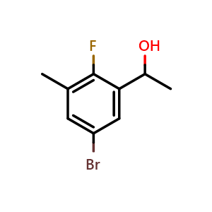 Chemical structure of 1-(5-bromo-2-fluoro-3-methylphenyl)ethanol , CAS 1252572-07-8, AChemBlock X174690
