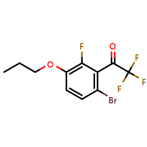Chemical structure of 1-(6-Bromo-2-fluoro-3-propoxyphenyl)-2,2,2-trifluoroethanone , CAS 2807465-72-9, AChemBlock X174729