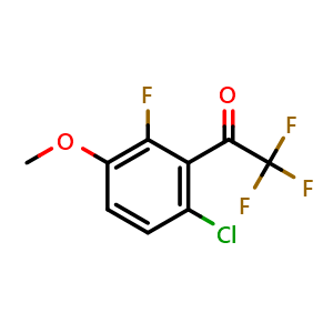 Chemical structure of 1-(6-Chloro-2-fluoro-3-methoxyphenyl)-2,2,2-trifluoroethanone , CAS 2764733-56-2, AChemBlock X174734