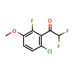 Chemical structure of 1-(6-Chloro-2-fluoro-3-methoxyphenyl)-2,2-difluoroethanone , CAS 2807455-80-5, AChemBlock X174735