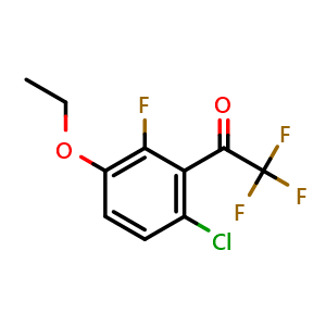 Chemical structure of 1-(6-Chloro-3-ethoxy-2-fluorophenyl)-2,2,2-trifluoroethanone , CAS 2807455-76-9, AChemBlock X174739
