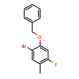 Chemical structure of 1-(Benzyloxy)-2-bromo-5-fluoro-4-methylbenzene , CAS 2586127-11-7, AChemBlock X174758