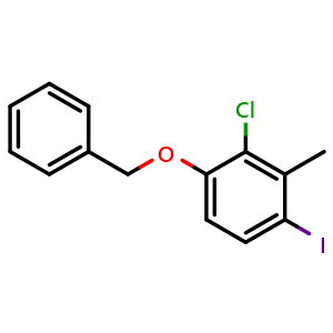 Chemical structure of 1-(Benzyloxy)-2-chloro-4-iodo-3-methylbenzene , CAS 2734779-33-8, AChemBlock X174762