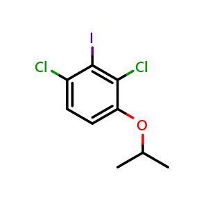 Chemical structure of 1,3-Dichloro-2-iodo-4-isopropoxybenzene , CAS 2624417-10-1, AChemBlock X174922