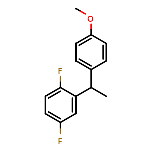 Chemical structure of 1,4-difluoro-2-(1-(4-methoxyphenyl)ethyl)benzene , CAS 2484889-24-7, AChemBlock X174978