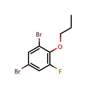 Chemical structure of 1,5-Dibromo-3-fluoro-2-propoxybenzene , CAS 2413441-18-4, AChemBlock X175013