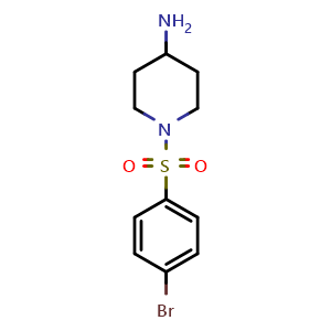 Chemical structure of 1-[(4-bromophenyl)sulfonyl]-4-Piperidinamine , CAS 883106-50-1, AChemBlock X175032