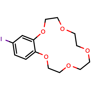 Chemical structure of 17-iodo-2,5,8,11,14-pentaoxabicyclo[13.4.0]nonadeca-1(15),16,18-triene , CAS 69591-40-8, AChemBlock X175037