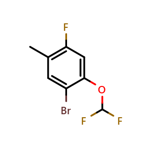 Chemical structure of 1-Bromo-2-(difluoromethoxy)-4-fluoro-5-methylbenzene , CAS 2167304-78-9, AChemBlock X175068