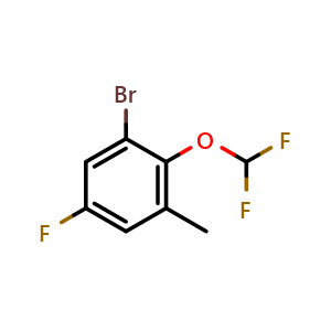 Chemical structure of 1-Bromo-2-(difluoromethoxy)-5-fluoro-3-methylbenzene , CAS 2168854-90-6, AChemBlock X175069