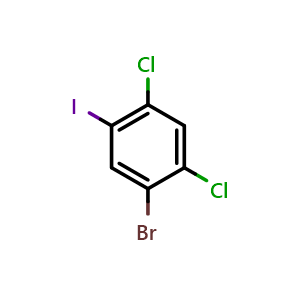 Chemical structure of 1-Bromo-2,4-dichloro-5-iodobenzene , CAS 2384720-71-0, AChemBlock X175082