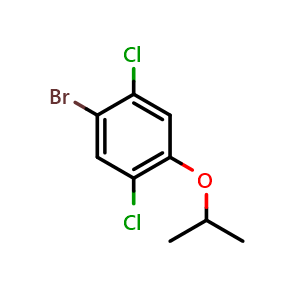 Chemical structure of 1-Bromo-2,5-dichloro-4-isopropoxybenzene , CAS 1779132-17-0, AChemBlock X175094