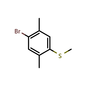 Chemical structure of 1-Bromo-2,5-dimethyl-4-(methylsulfanyl)benzene , CAS 1823921-21-6, AChemBlock X175097