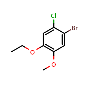 Chemical structure of 1-Bromo-2-chloro-4-ethoxy-5-methoxybenzene , CAS 2386542-40-9, AChemBlock X175110
