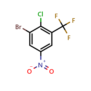 Chemical structure of 1-Bromo-2-chloro-5-nitro-3-(trifluoromethyl)benzene , CAS 1096698-02-0, AChemBlock X175123