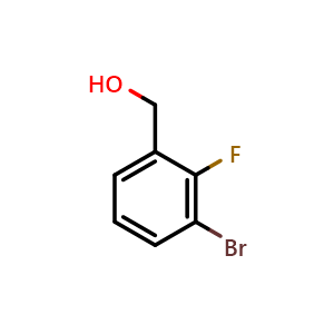 Chemical structure of 1-Bromo-2-fluoro-3-(hydroxymethyl)benzene , CAS 261723-32-4, AChemBlock X175140