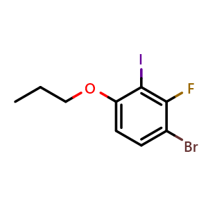 Chemical structure of 1-Bromo-2-fluoro-3-iodo-4-propoxybenzene , CAS 2764730-95-0, AChemBlock X175144