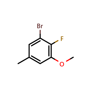 Chemical structure of 1-Bromo-2-fluoro-3-methoxy-5-methylbenzene , CAS 1784535-73-4, AChemBlock X175150